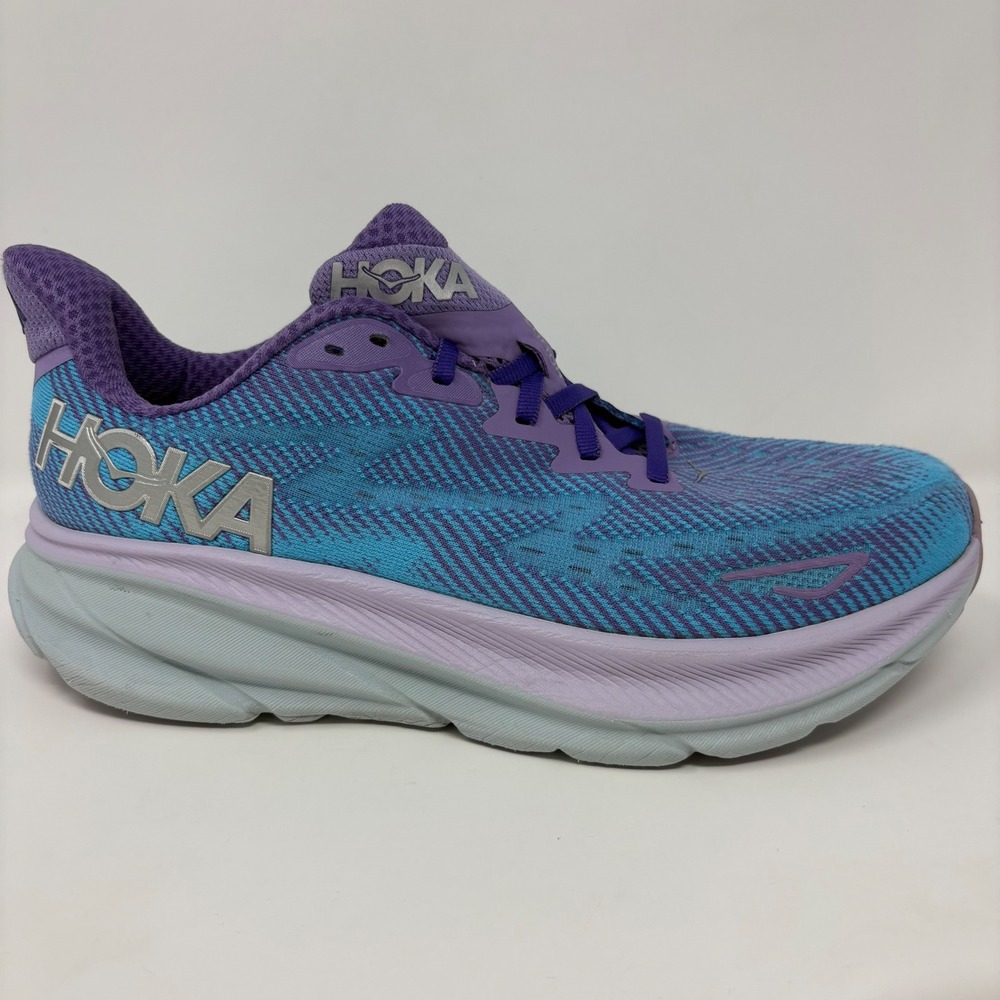 Hoka Clifton 9 Womens Size 8 Purple Blue Athletic Running Shoes (1127896 CVPL)